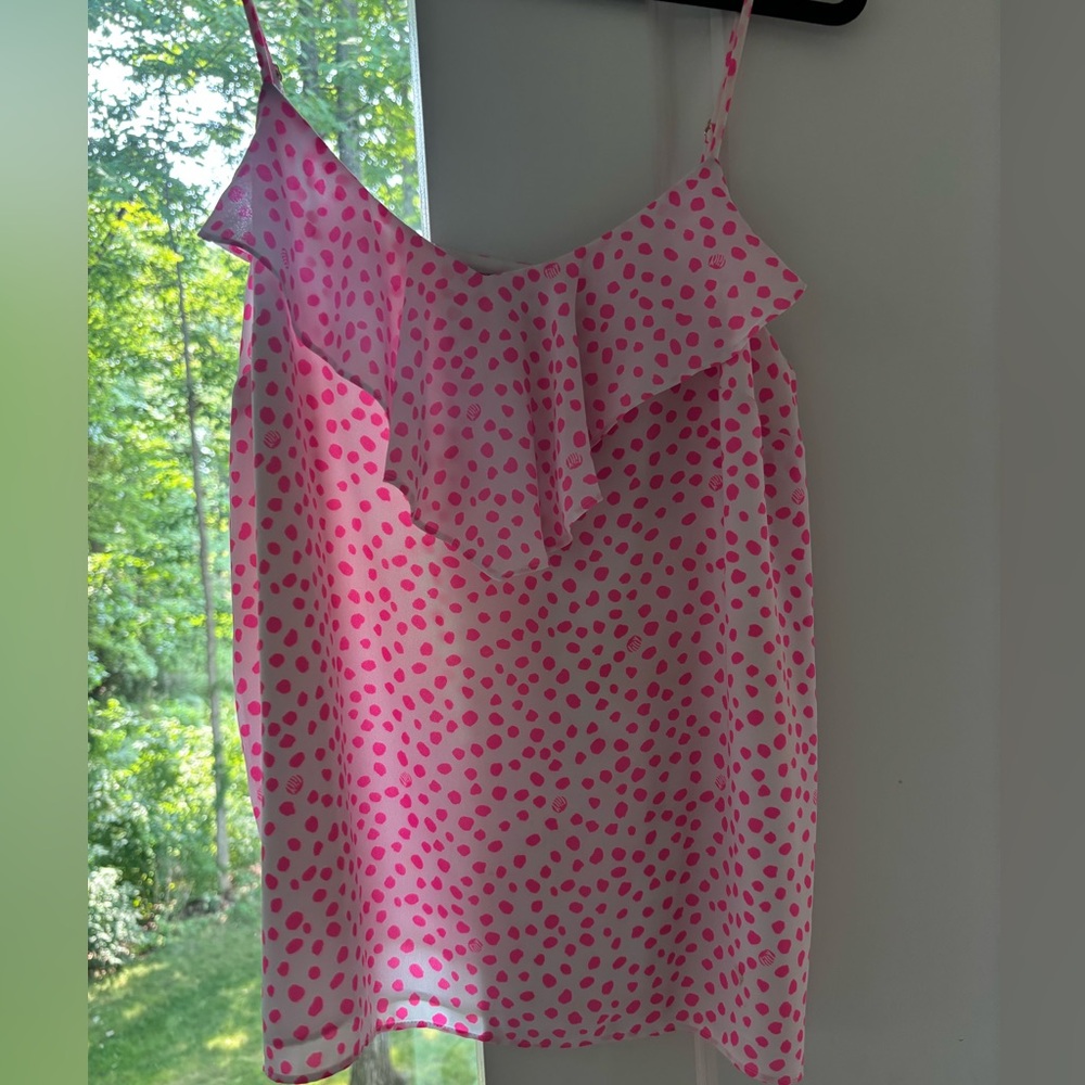 Lilly Pulitzer Pink Polka Dot Ruffle Cami Top